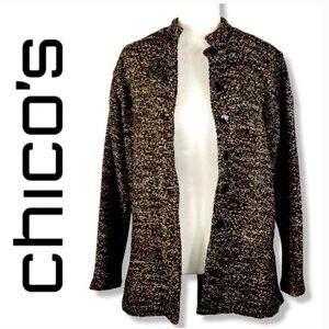 CHICOS Wool Blend Tweed Jacket,  brown tones.  Size 2